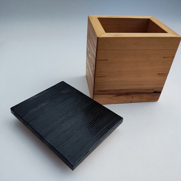 Craftsperson-Made Wood Box with Black Top | Rustic Storage Container - Picture 2 of 4